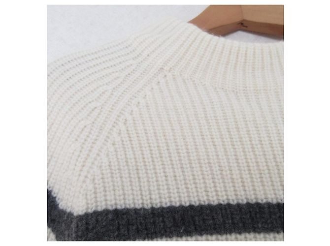Autre Marque Noble Border Knit Sweater White - view 3