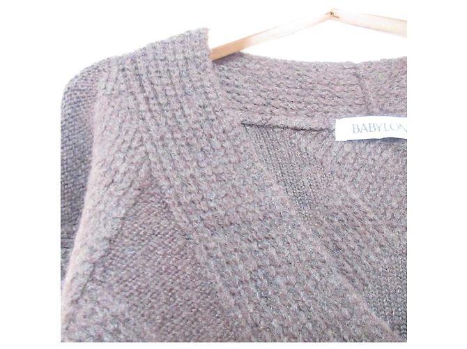 Autre Marque Babylone Cable V-Neck Wool Pullover Brown - view 3