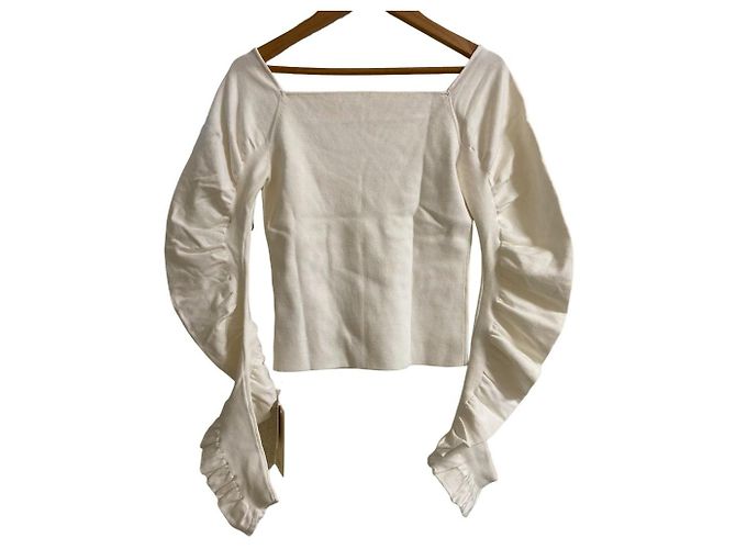 Autre Marque eimy istoire Maglia a scollo quadrato e maniche arricciate Bianco - vista 2