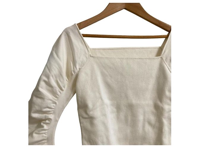 Autre Marque eimy istoire Maglia a scollo quadrato e maniche arricciate Bianco - vista 4