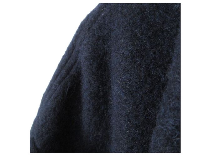 Autre Marque Abrigo de lana con flecos Plage MANTECO Azul Azul marino - vista 3