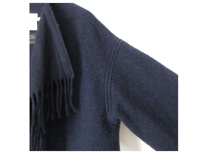 Autre Marque Abrigo de lana con flecos Plage MANTECO Azul Azul marino - vista 5
