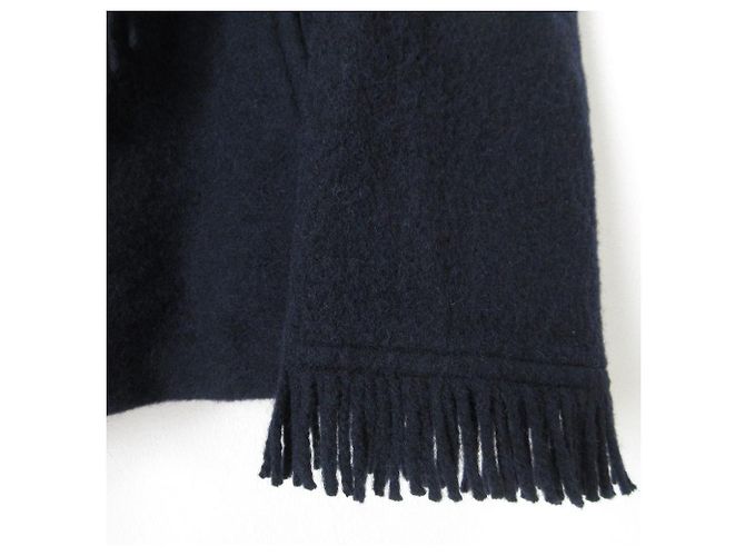 Autre Marque Abrigo de lana con flecos Plage MANTECO Azul Azul marino - vista 6