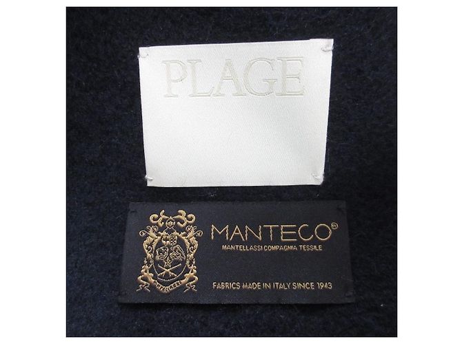 Autre Marque Abrigo de lana con flecos Plage MANTECO Azul Azul marino - vista 7