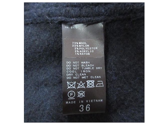 Autre Marque Abrigo de lana con flecos Plage MANTECO Azul Azul marino - vista 8