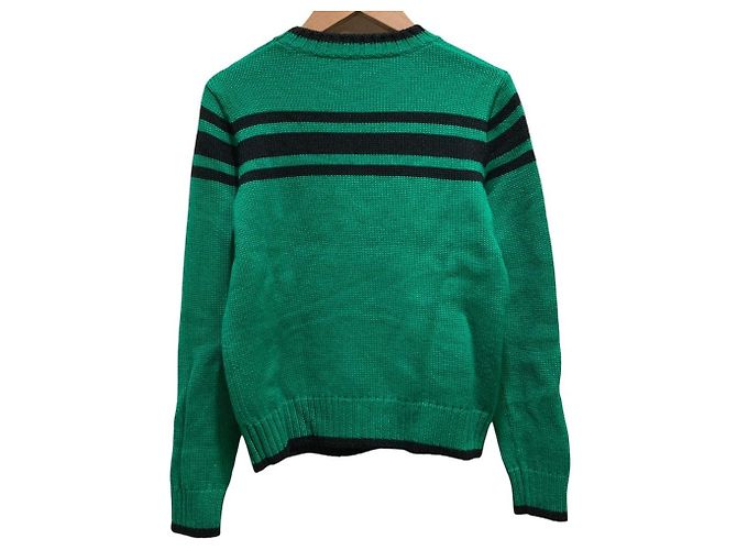 Miu Miu Jacquard-Wollstrickpullover Schwarz Grün - Ansicht 4