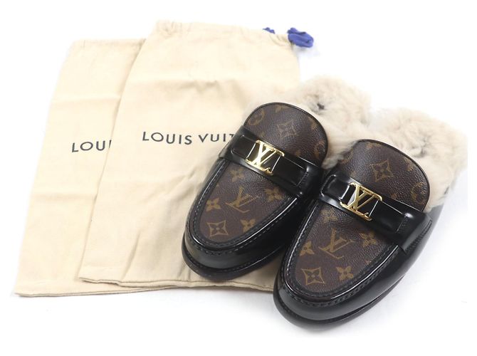 Louis Vuitton LV Logo Monogram Leder-Mules Braun - Ansicht 2