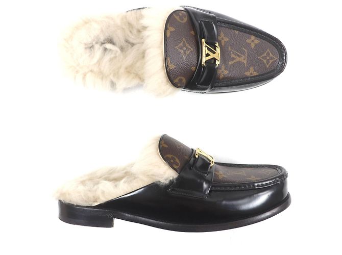 Louis Vuitton LV Logo Monogram Leder-Mules Braun - Ansicht 6