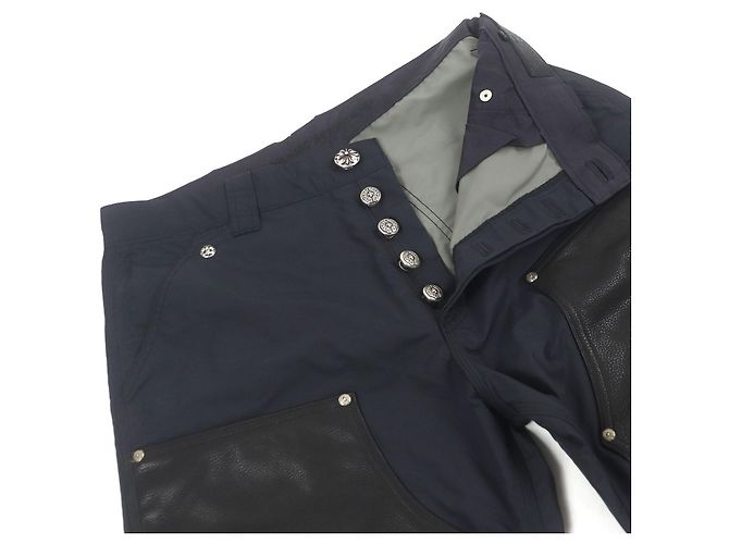 Pantaloni Chrome Hearts Carpenter in pelle e nylon Blu Blu navy - vista 3