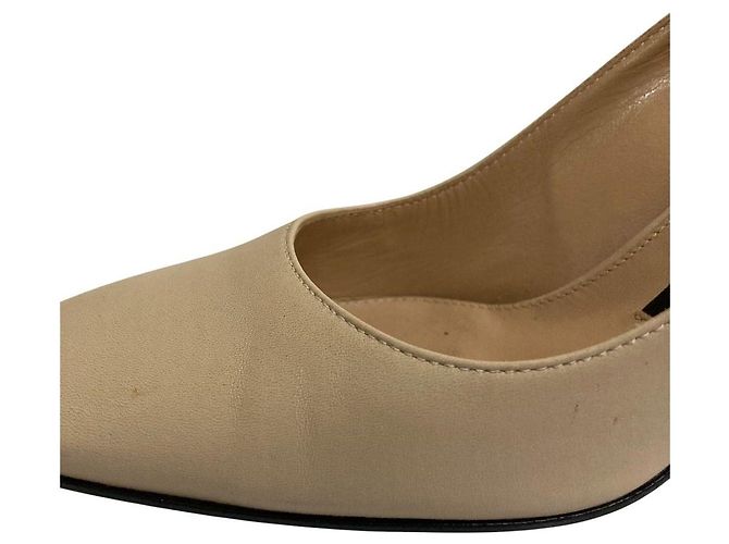 Autre Marque Sergio Rossi Leder-Pumps mit eckiger Kappe Beige - Ansicht 14