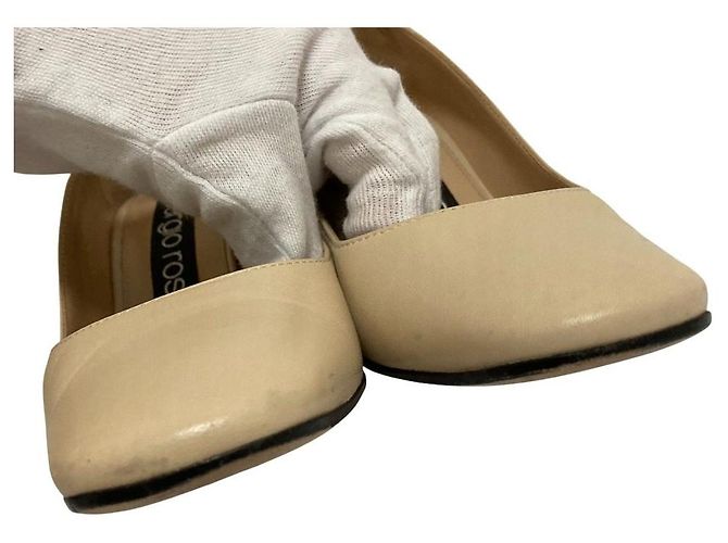 Autre Marque Sergio Rossi Leder-Pumps mit eckiger Kappe Beige - Ansicht 15