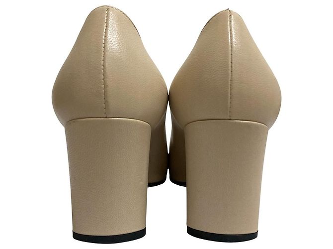 Autre Marque Sergio Rossi Leder-Pumps mit eckiger Kappe Beige - Ansicht 3