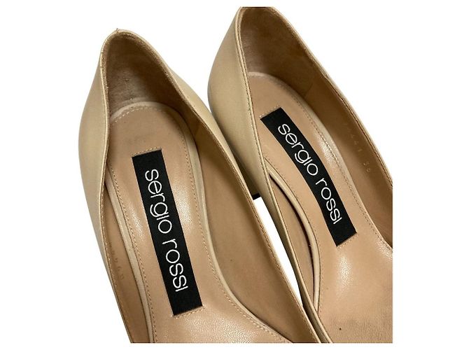 Autre Marque Sergio Rossi Leder-Pumps mit eckiger Kappe Beige - Ansicht 5