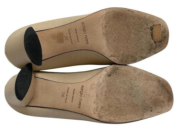 Autre Marque Sergio Rossi Leder-Pumps mit eckiger Kappe Beige - Ansicht 6