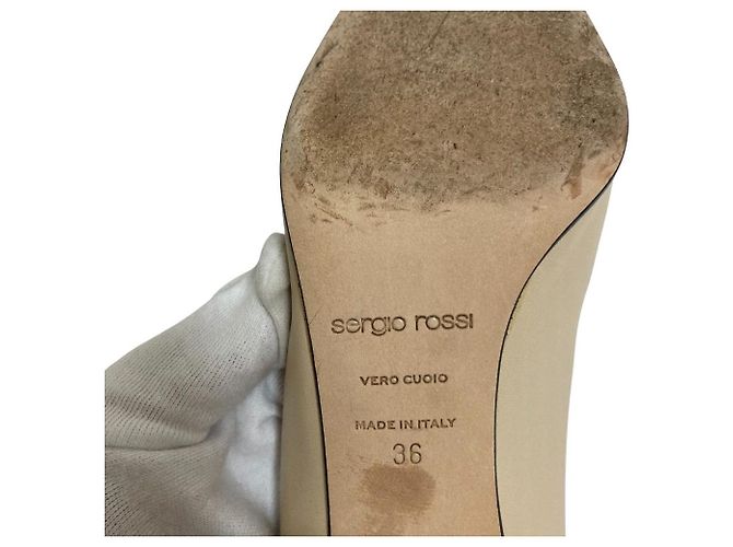 Autre Marque Sergio Rossi Leder-Pumps mit eckiger Kappe Beige - Ansicht 7