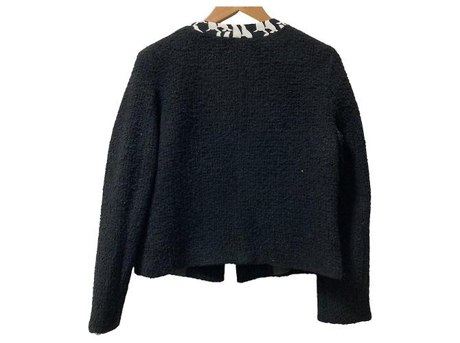 Autre Marque Chaqueta sin cuello Blugirl Folies de tweed Negro - vista 3
