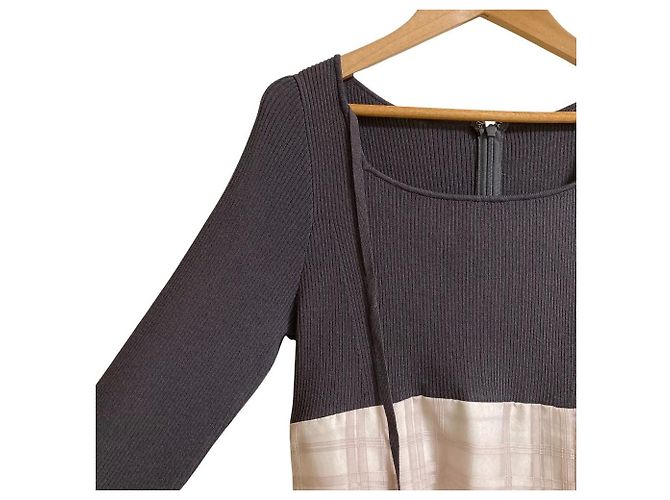 Autre Marque MERCURYDUO Docking-Kleid aus transparentem Karomuster-Strick Braun Pink - Ansicht 3