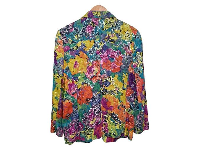 LEONARD Flower Print Silk Denim Jacket Multiple colors - view 2