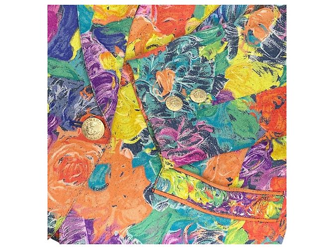LEONARD Flower Print Silk Denim Jacket Multiple colors - view 5