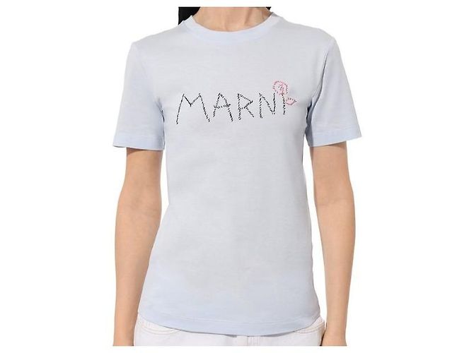 Camiseta bordada de jersey de algodón orgánico Marni Azul - vista 3
