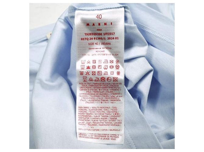 Camiseta bordada de jersey de algodón orgánico Marni Azul - vista 9