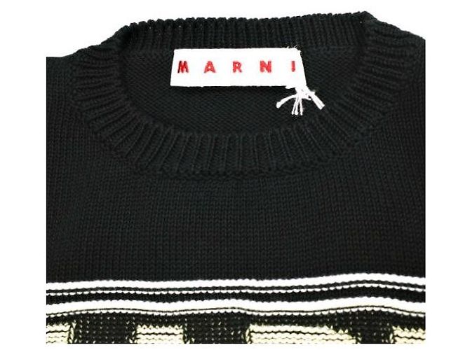 Jersey de algodón de punto Intarsia Maxi Logo Marni Negro - vista 6