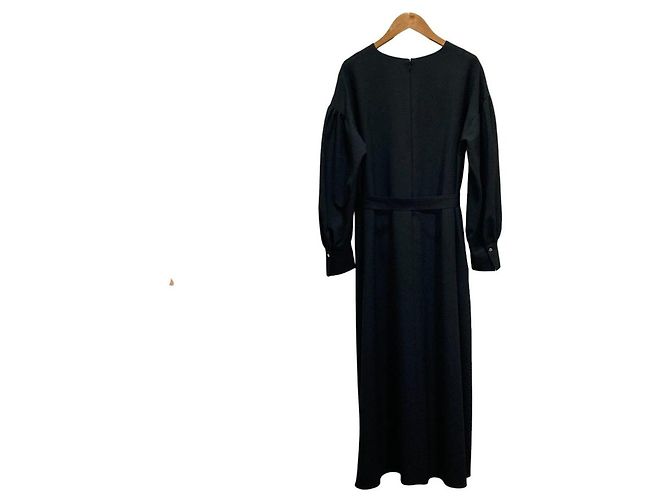 Autre Marque Lautreamont langes Kleid mit V-Ausschnitt Schwarz - Ansicht 2