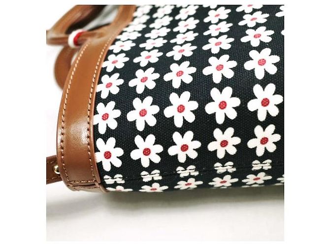 Marni TROPICALIA DAISY CROSSBODY Borsa a tracolla 2way in pelle di vitello e cotone Nero - vista 11