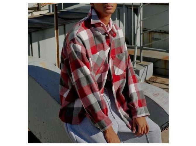Autre Marque B omnivore BLOCK CHECK SHIRTS Camisa de flanela Vermelho - vista 3