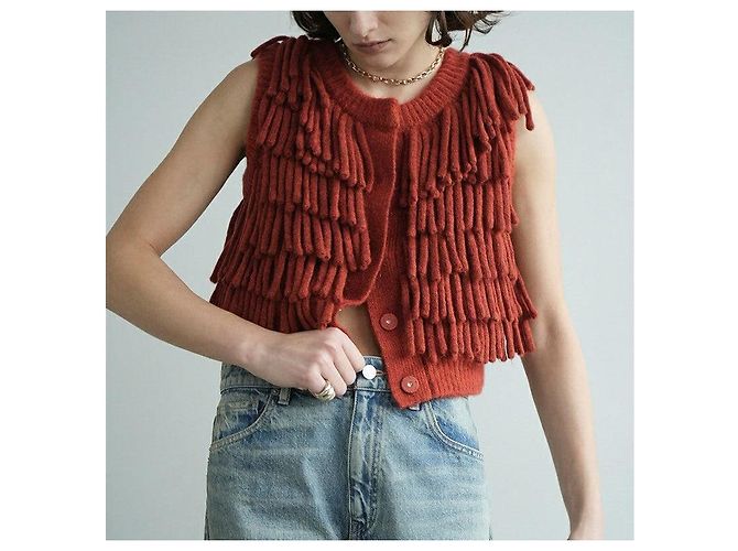 Autre Marque CLANE W FACE FRINGE KNIT VEST Strickweste Orange - Ansicht 3