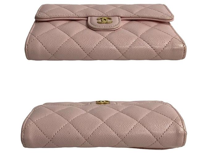 Cartera bifold Chanel de piel Matelassé Rosa - vista 10