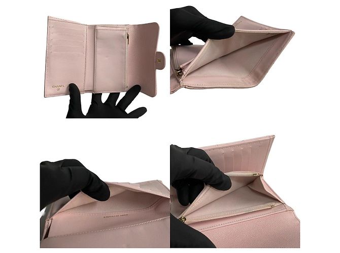 Cartera bifold Chanel de piel Matelassé Rosa - vista 12