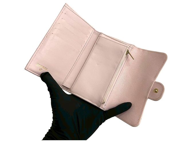 Cartera bifold Chanel de piel Matelassé Rosa - vista 14