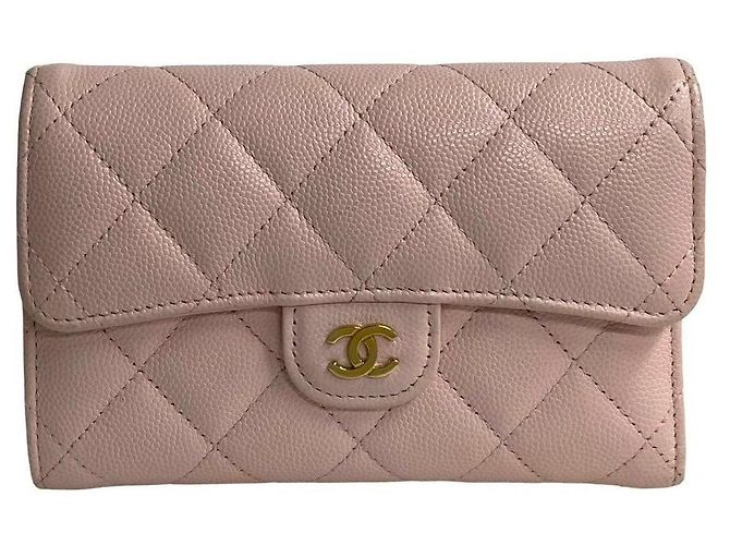 Cartera bifold Chanel de piel Matelassé Rosa - vista 2