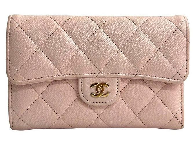 Cartera bifold Chanel de piel Matelassé Rosa - vista 3