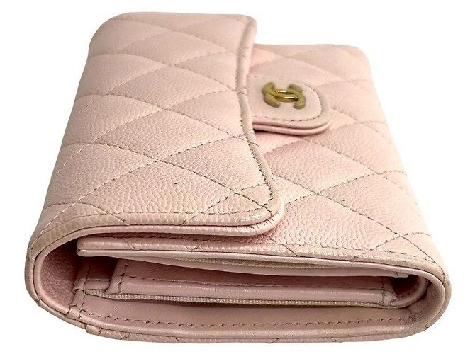 Cartera bifold Chanel de piel Matelassé Rosa - vista 8