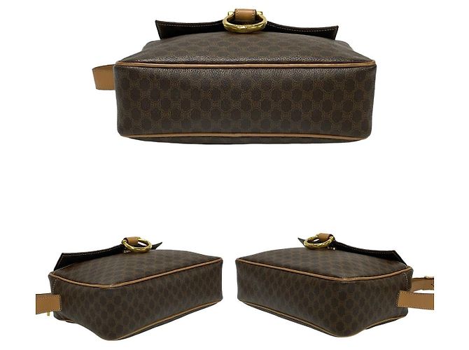 Céline Celine Macadam Leather Shoulder Bag Brown - view 12
