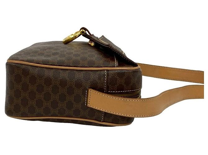 Céline Celine Macadam Leather Shoulder Bag Brown - view 13