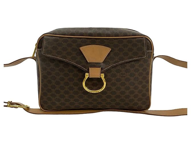 Céline Celine Macadam Leather Shoulder Bag Brown - view 2