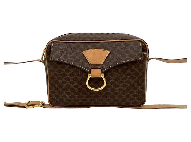 Céline Celine Macadam Leather Shoulder Bag Brown - view 3