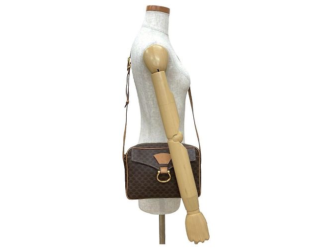 Céline Celine Macadam Leather Shoulder Bag Brown - view 4