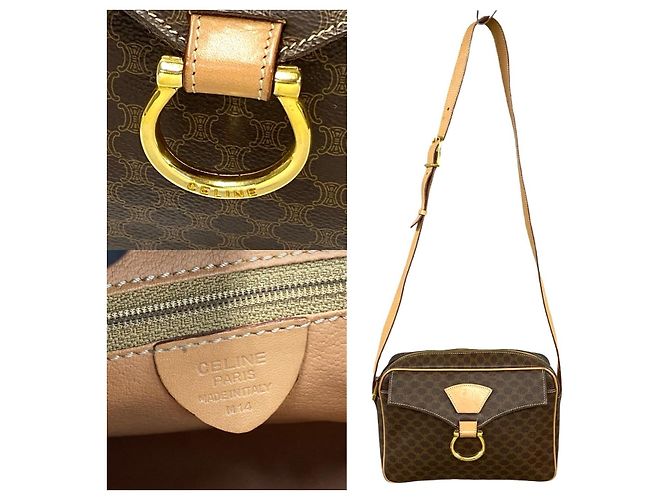 Céline Celine Macadam Leather Shoulder Bag Brown - view 7
