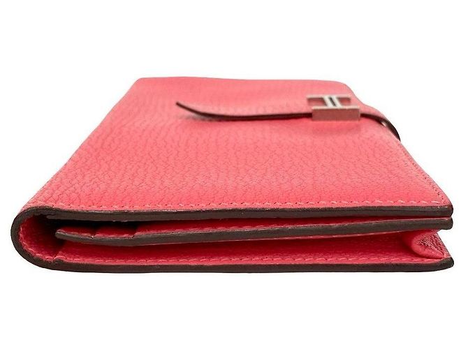 Hermès Béarn Soufflet Chevre Lange Geldbörse Pink - Ansicht 11