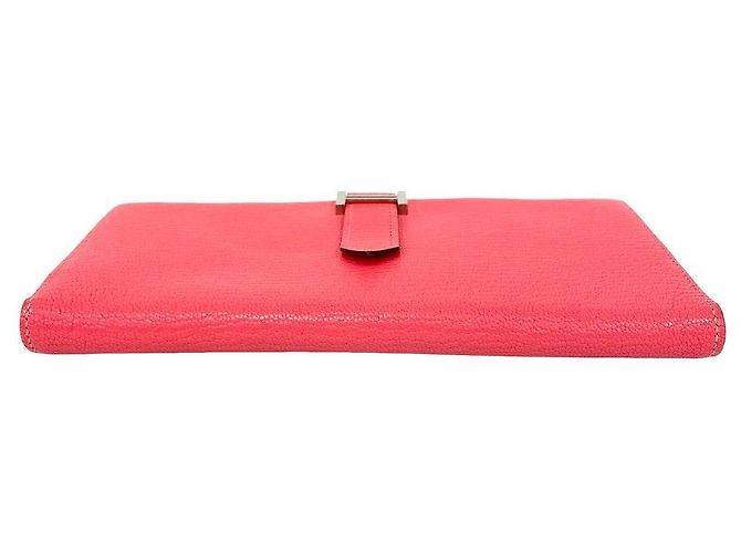 Hermès Béarn Soufflet Chevre Lange Geldbörse Pink - Ansicht 13