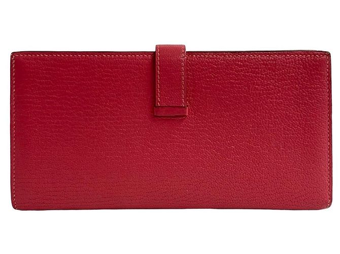 Hermès Béarn Soufflet Chevre Lange Geldbörse Pink - Ansicht 7
