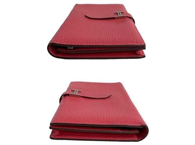 Hermès Béarn Soufflet Chevre Lange Geldbörse Pink - Ansicht 8