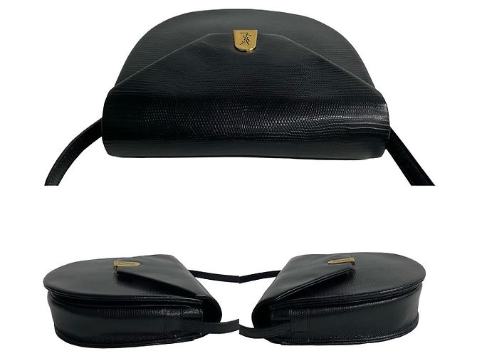 Borsa a tracolla in lucertola Yves Saint Laurent Nero - vista 10