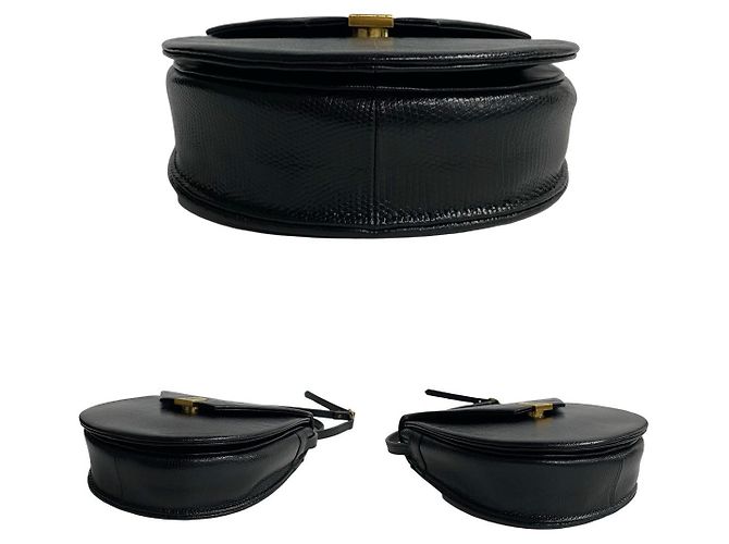 Borsa a tracolla in lucertola Yves Saint Laurent Nero - vista 12