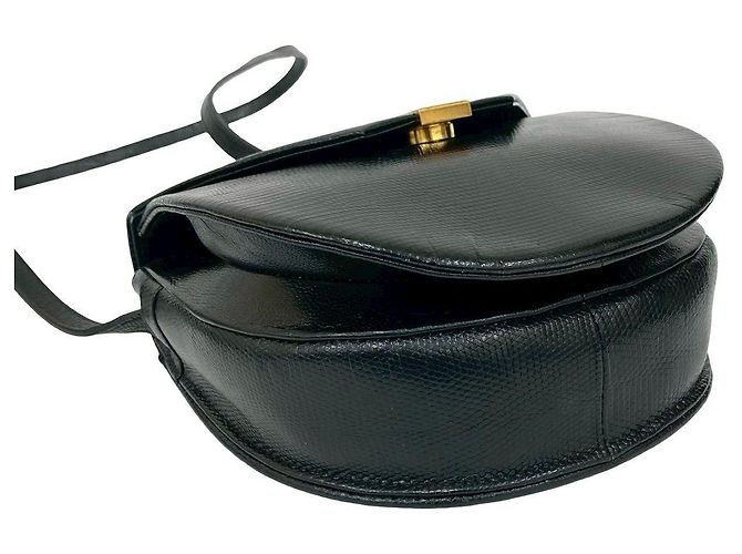Borsa a tracolla in lucertola Yves Saint Laurent Nero - vista 15