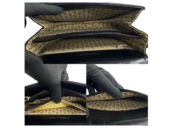 Borsa a tracolla in lucertola Yves Saint Laurent Nero - vista 16